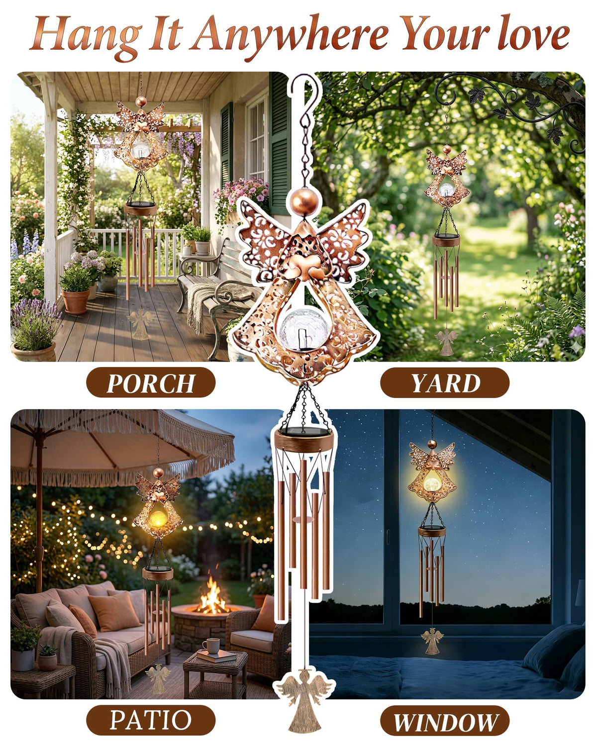 Supdeco solar wind chimes auto-illuminate after sunset