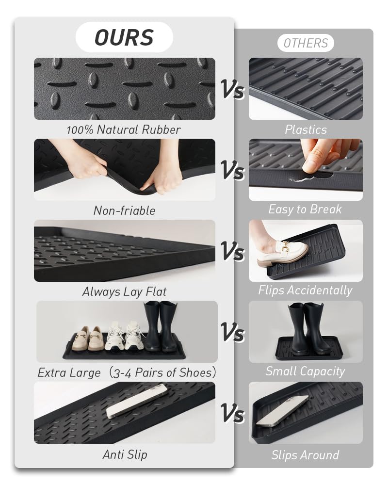 SUPENUIN boot tray raised-edge design prevents overflow and keeps floors clean.
