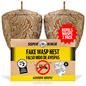 Super Ninja fake wasp nest outdoor deterrent deters wasps around patios and gardens.