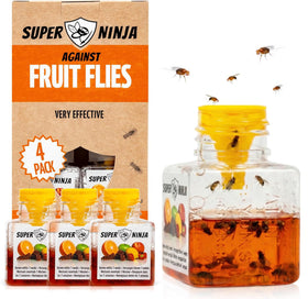 Super Ninja fruit fly trap indoor setup demonstrating easy placement and discreet design.