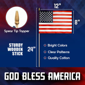 Super Tough flag featuring embroidered stars for durable patriotic detail.