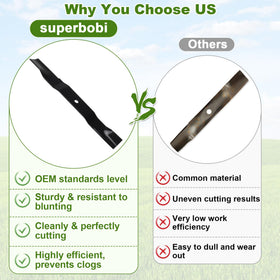 Three-pack of Superbobi 04771200 blades ready for use in your mower.