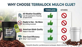 TerraLock applied to a garden bed showing mulch and rock control