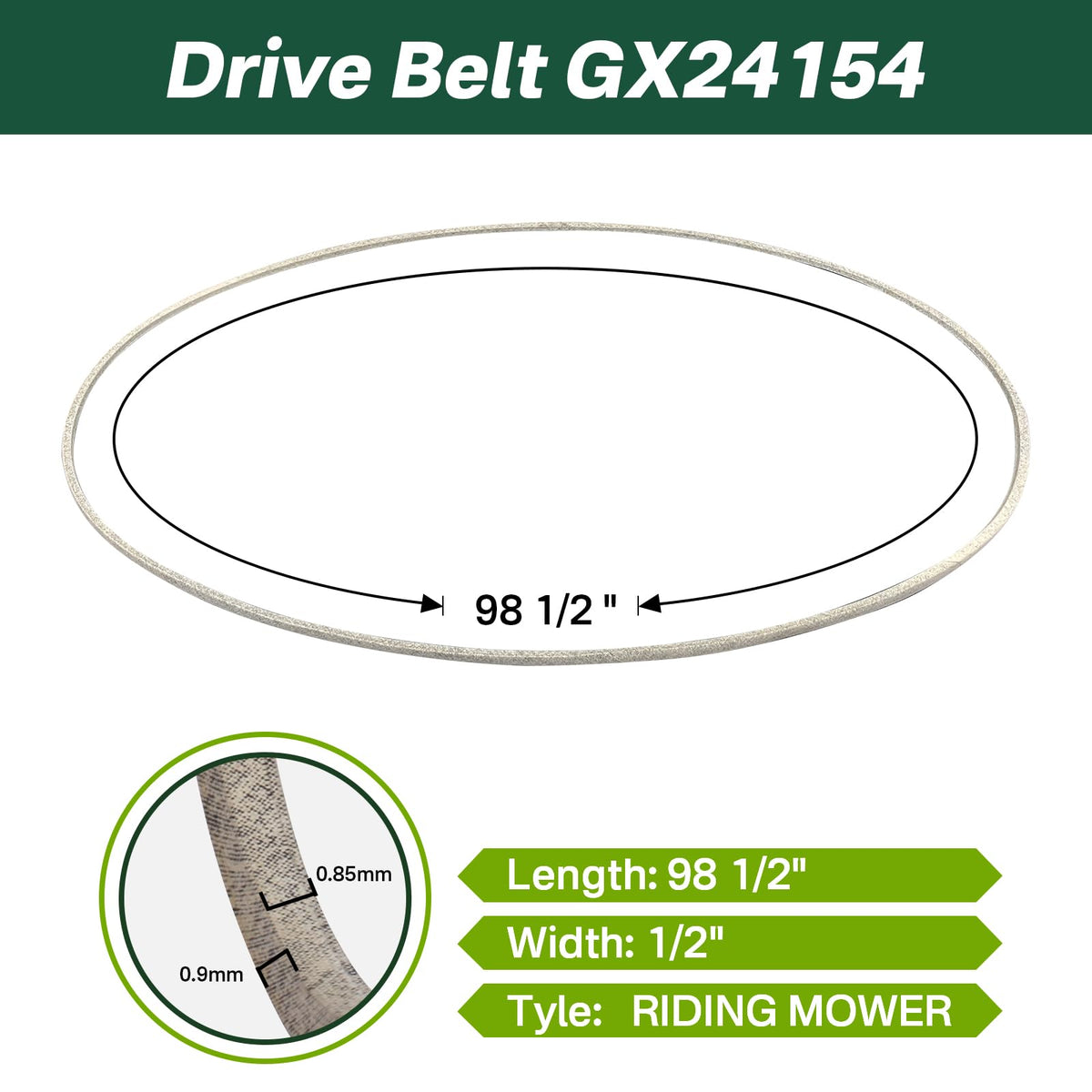 SuperDi D105 ride-on mower belt, reliable for daily mowing tasks.