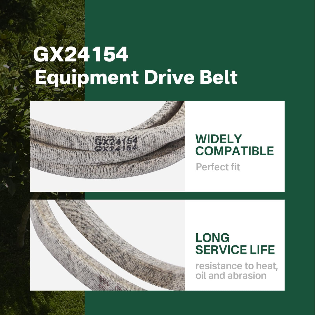 SuperDi E100 belt for John Deere ride-on mowers, smooth operation and wear resistance.
