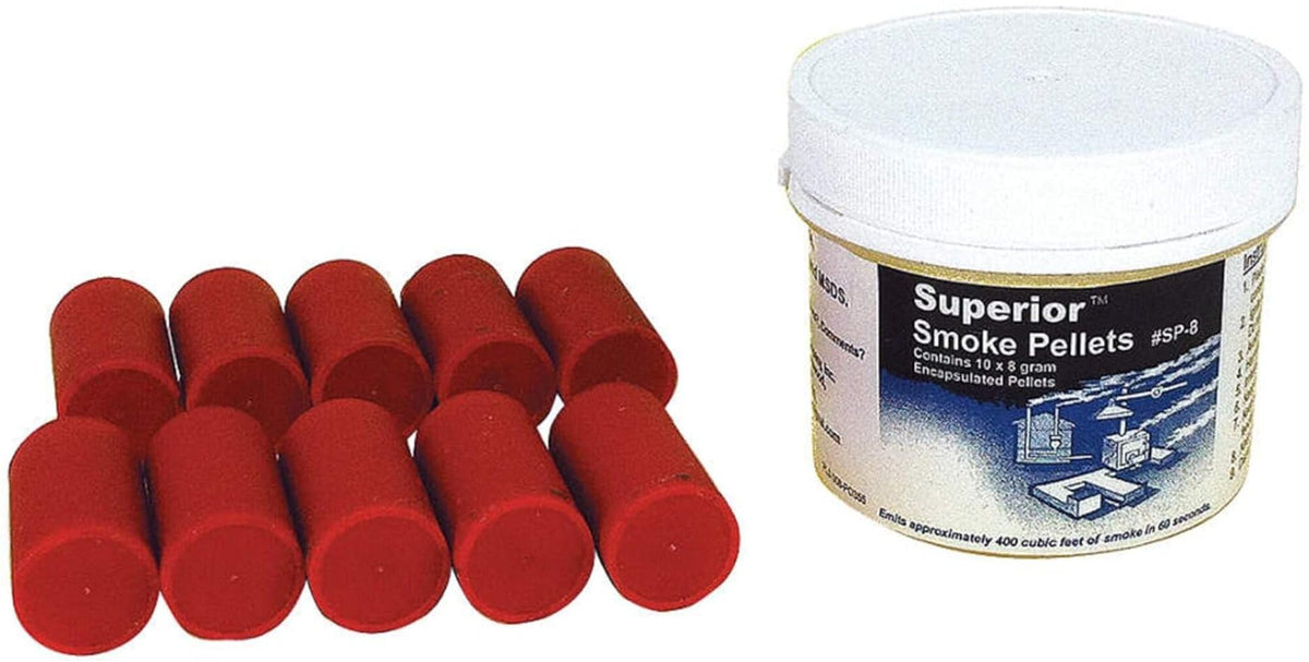 Superior Signal encapsulated smoke pellets for rapid leak testing and airflow visualization.