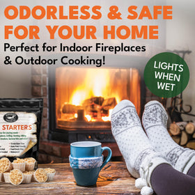 Superior Trading Co. fire starter pods made from natural materials safe for cooking.
