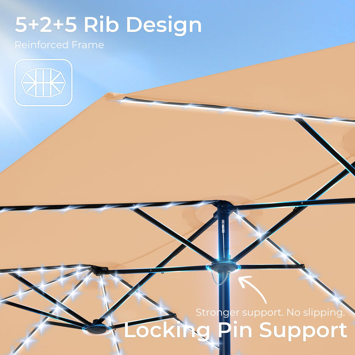 SUPERJARE wind-resistant-ribs keep stable shade in breezy conditions.