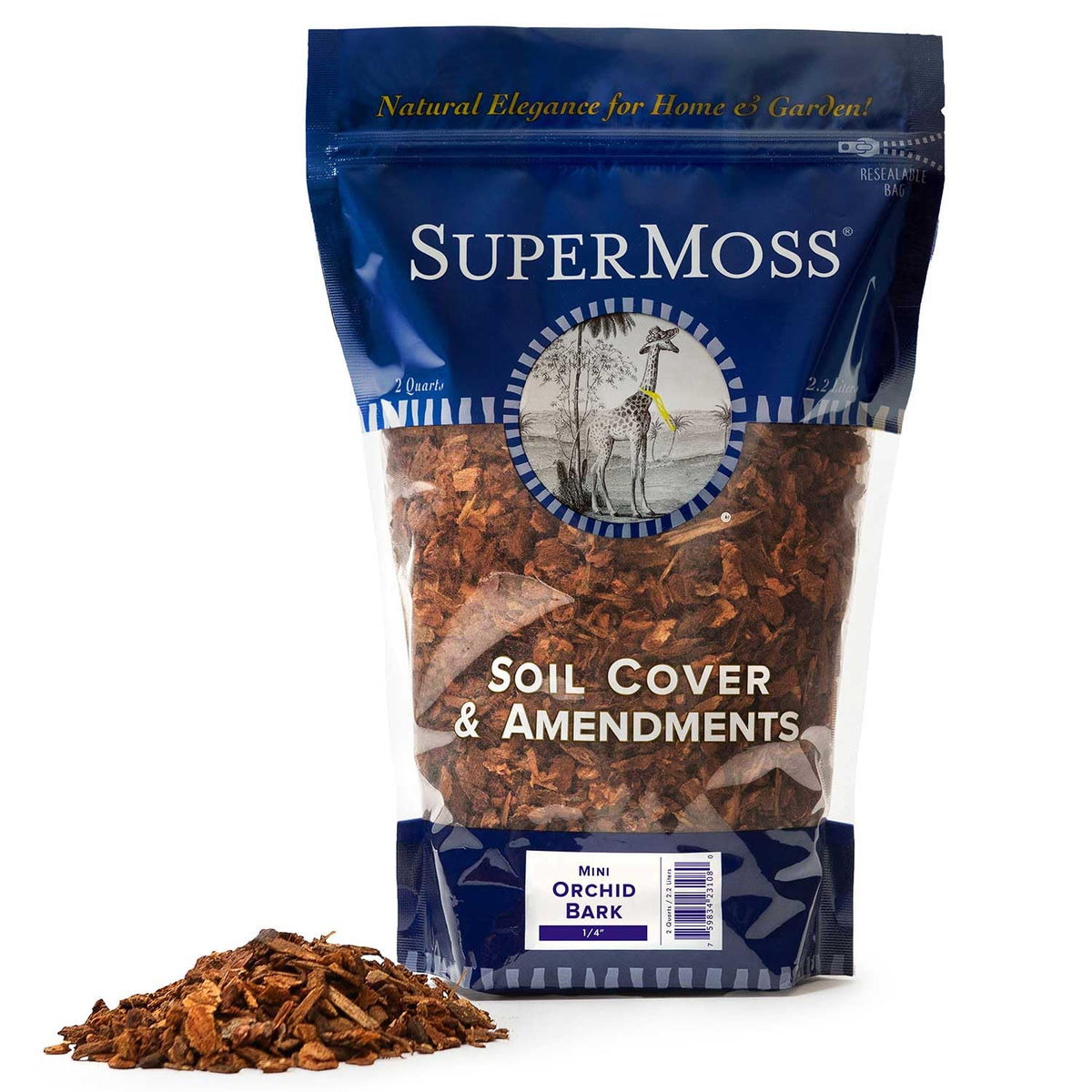 SuperMoss orchid bark bag 2qt showing natural, breathable material for orchid root health