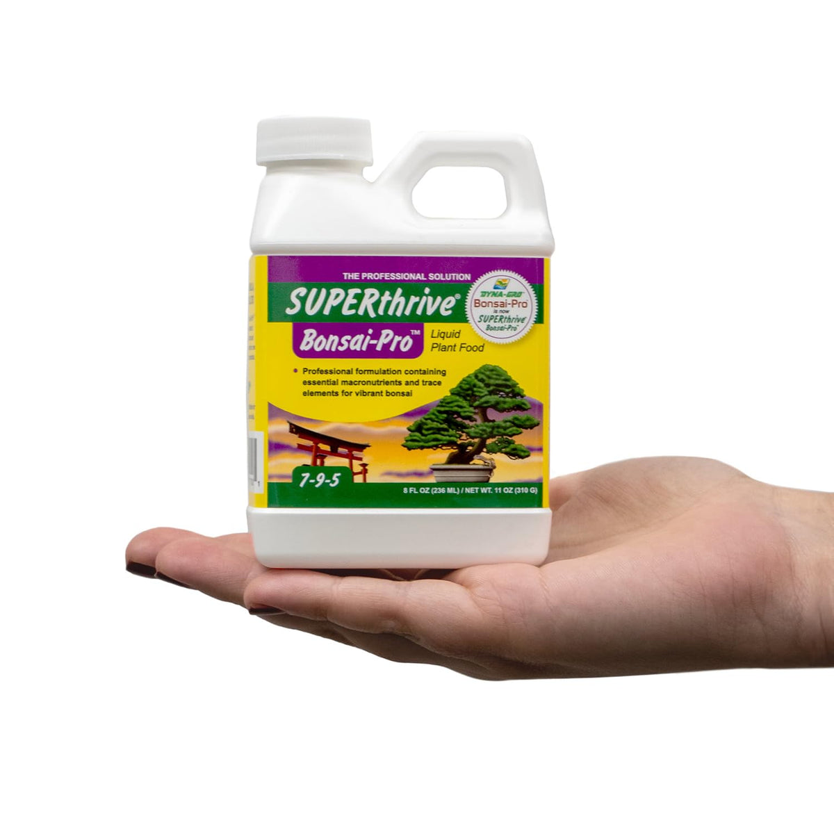 SUPERthrive Bonsai-Pro bottle with foliar misting for leaf nourishment.