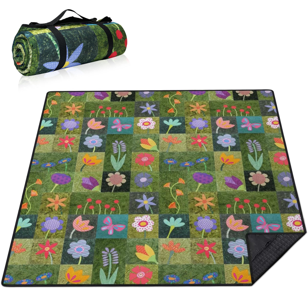 Supfitness picnic blanket with waterproof top surface for sand-free beach days