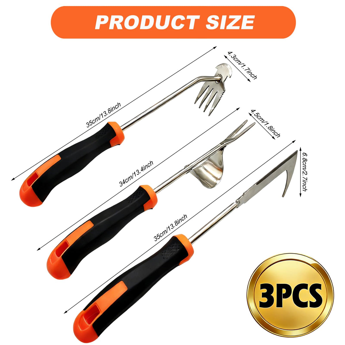 Suphan L-shaped crevice weeder reaches sidewalk gaps for thorough soil clearing.