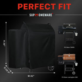 Suphomeware grill cover for Lexington 500 shields against snow and debris.
