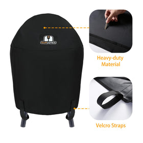 SUPJOYES 6659 grill cover with Velcro straps secures during wind.