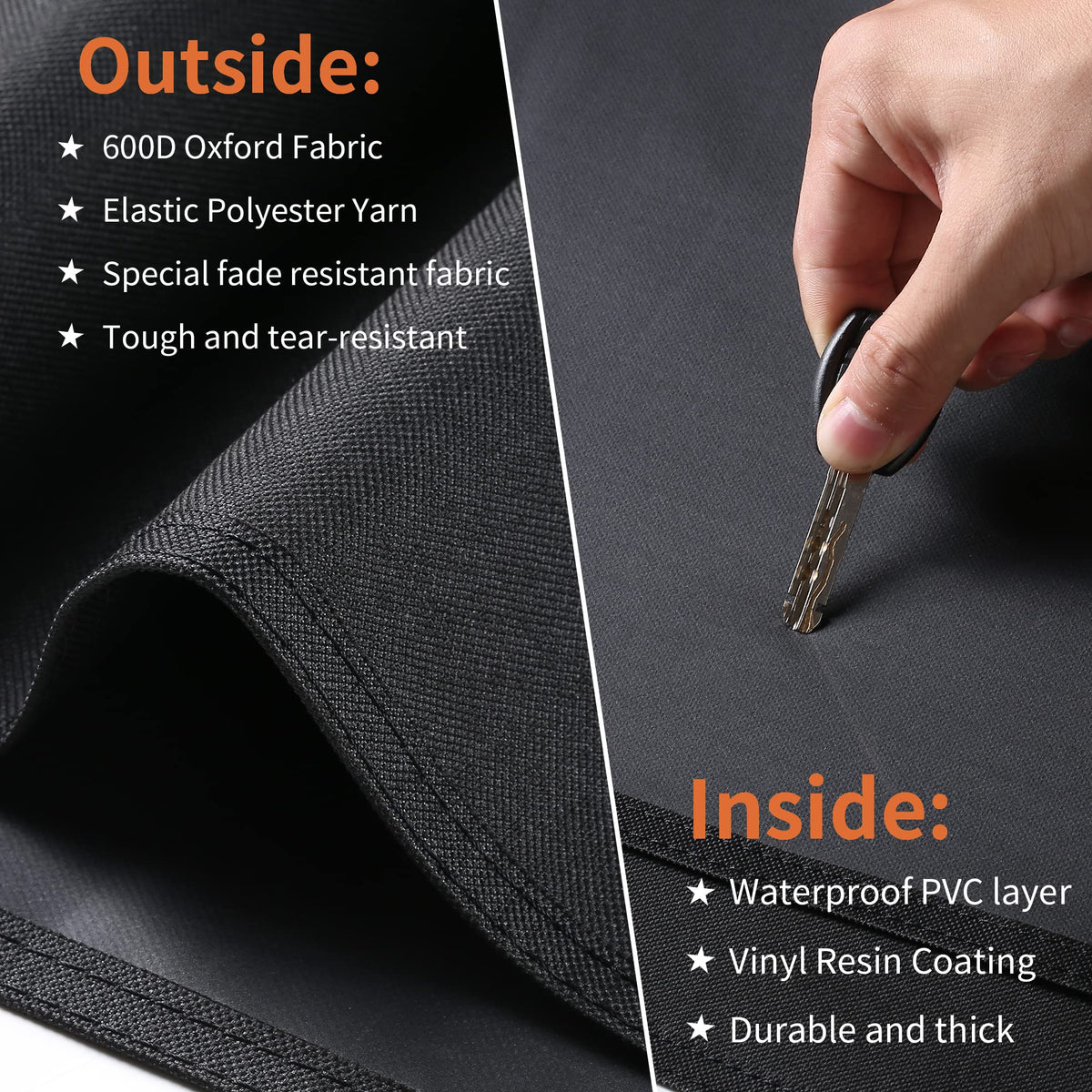 Close-up of waterproof 600D fabric on SUPJOYES 6755 grill cover