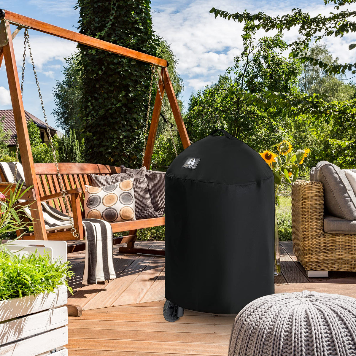 windy weather scenario with SUPJOYES 6755 grill cover staying in place