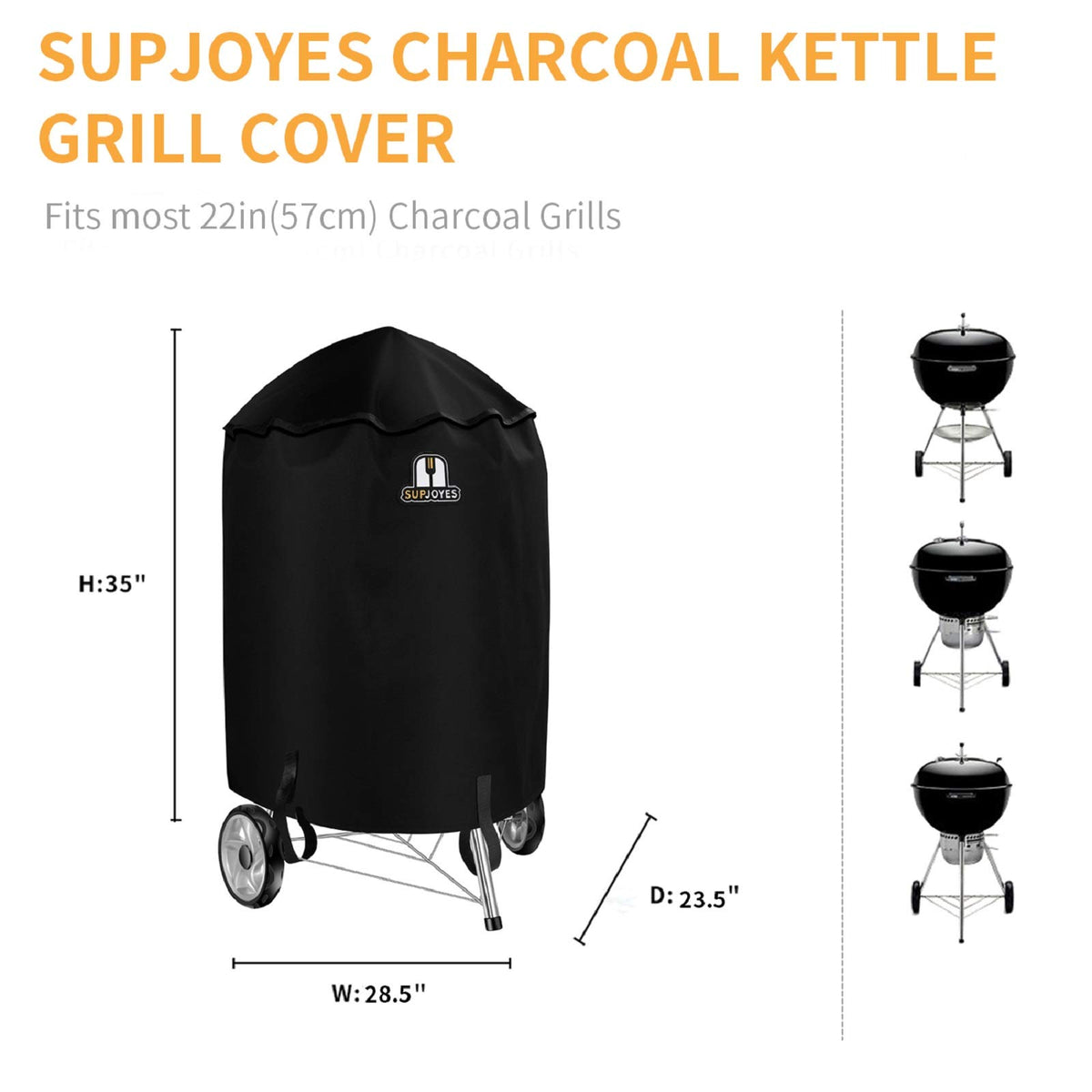 SUPJOYES heavy-duty 600D fabric with waterproof coating guards the grill