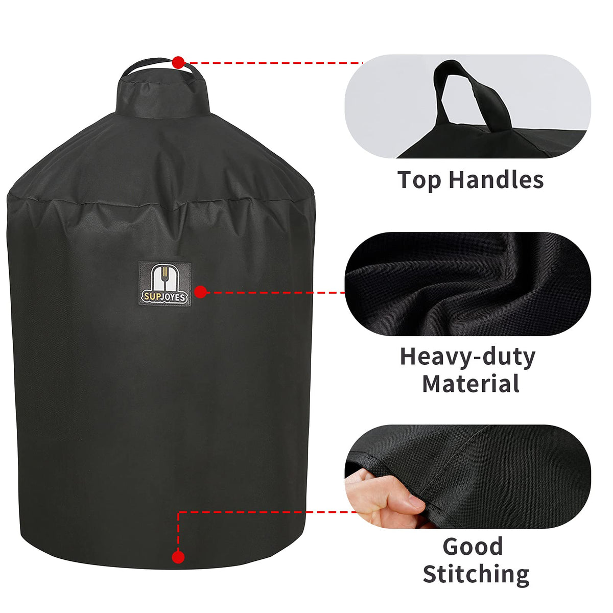 SUPJOYES rip-resistant stitching enhances durability for daily grill use.