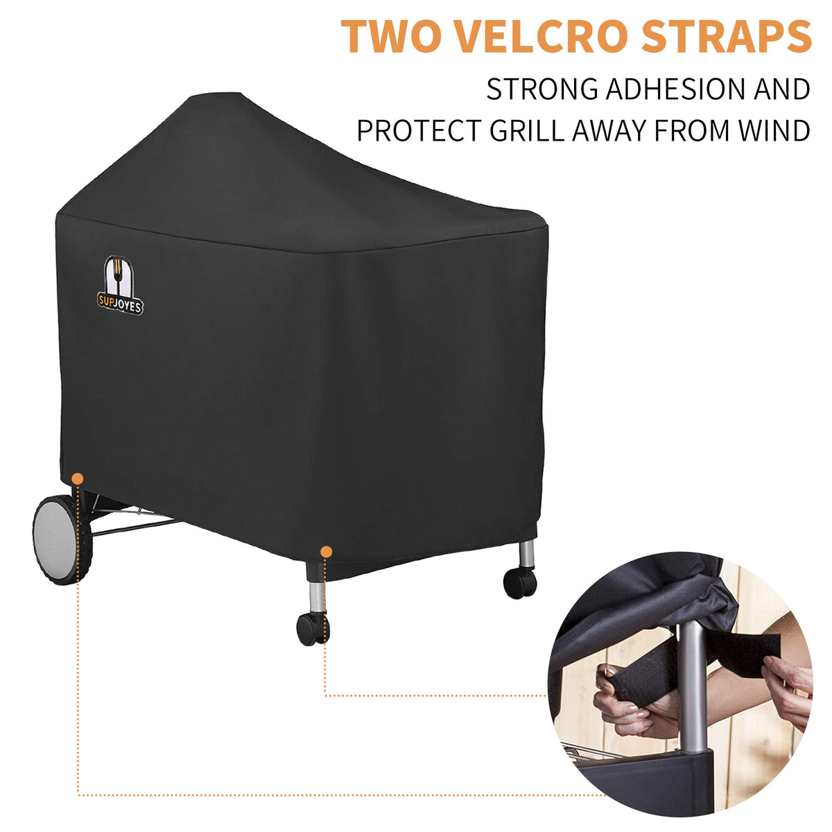 SUPJOYES wind-stable straps keep the cover secure during gusts