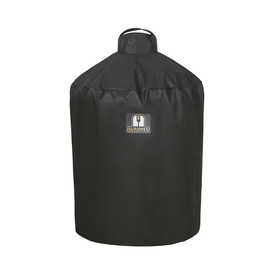 SUPJOYES XLarge Green Egg Cover front view protects the grill from rain and sun