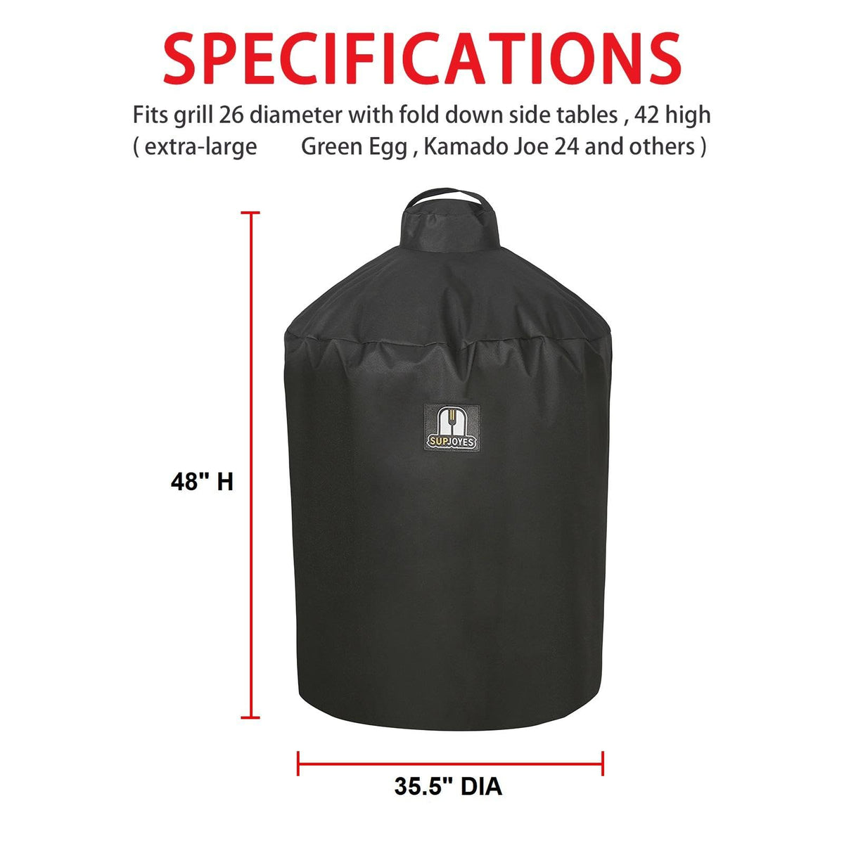 SUPJOYES XLarge Egg Cover side straps secure the grill against gusts