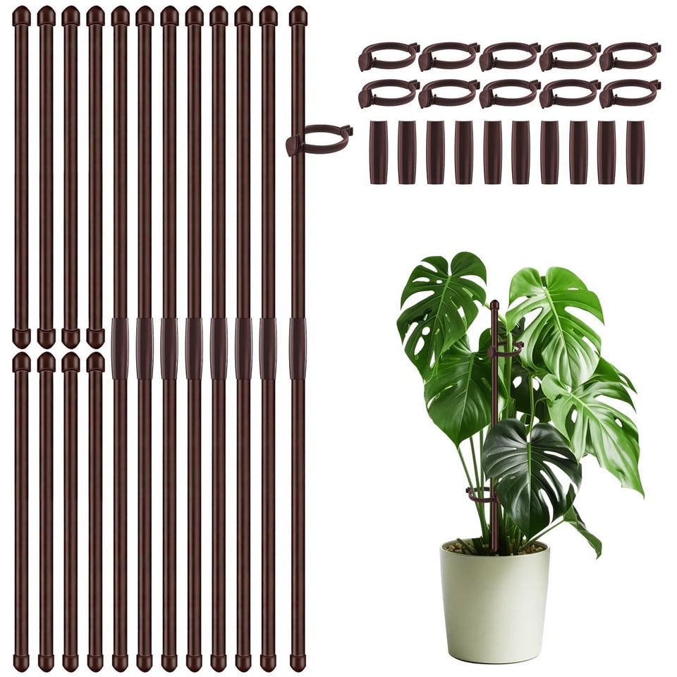 SupKing 20-pack plant stakes, 17-inch brown—sturdy garden support