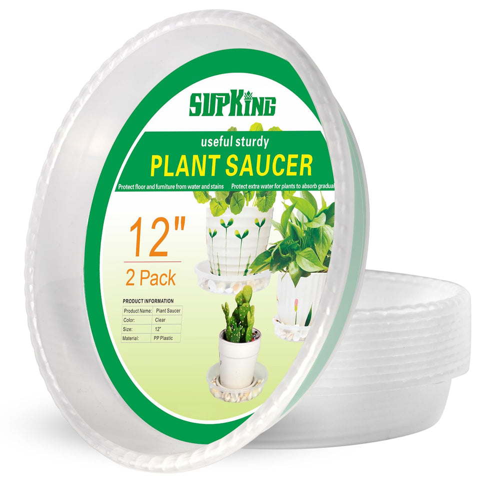 SupKing 2Pack 12 inch plant saucer; heavy sturdy plastic for durable pots.