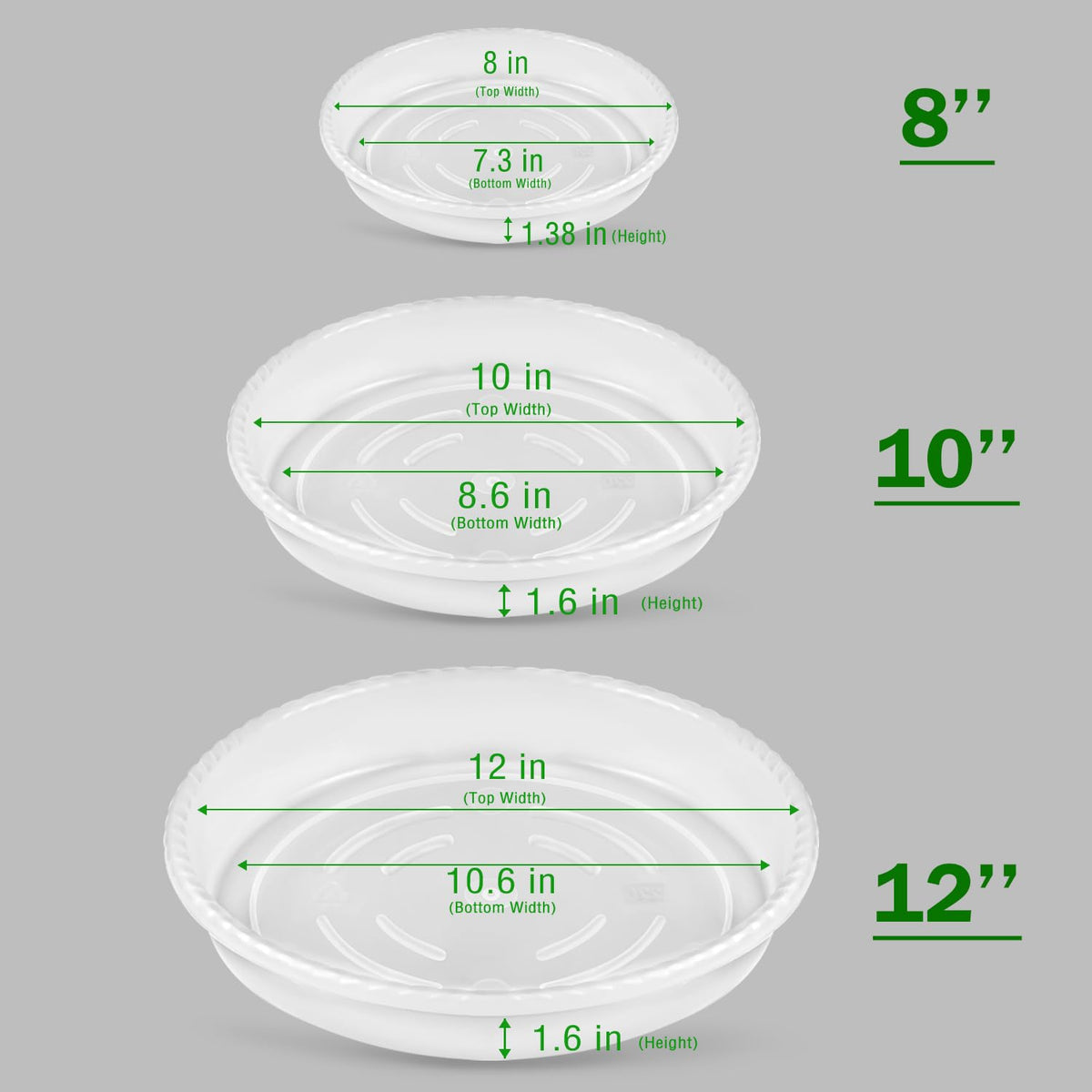 SupKing 10-inch clear plant saucer displaying ample space for pots.