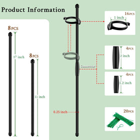 Adjustable length sticks with connectors for versatile garden setups