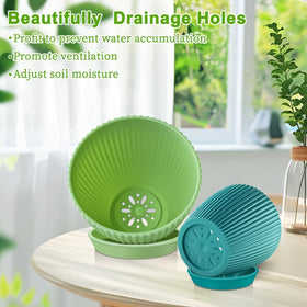 SupKing light-blue 6-inch pot with drainage tray for compact houseplant arrangements
