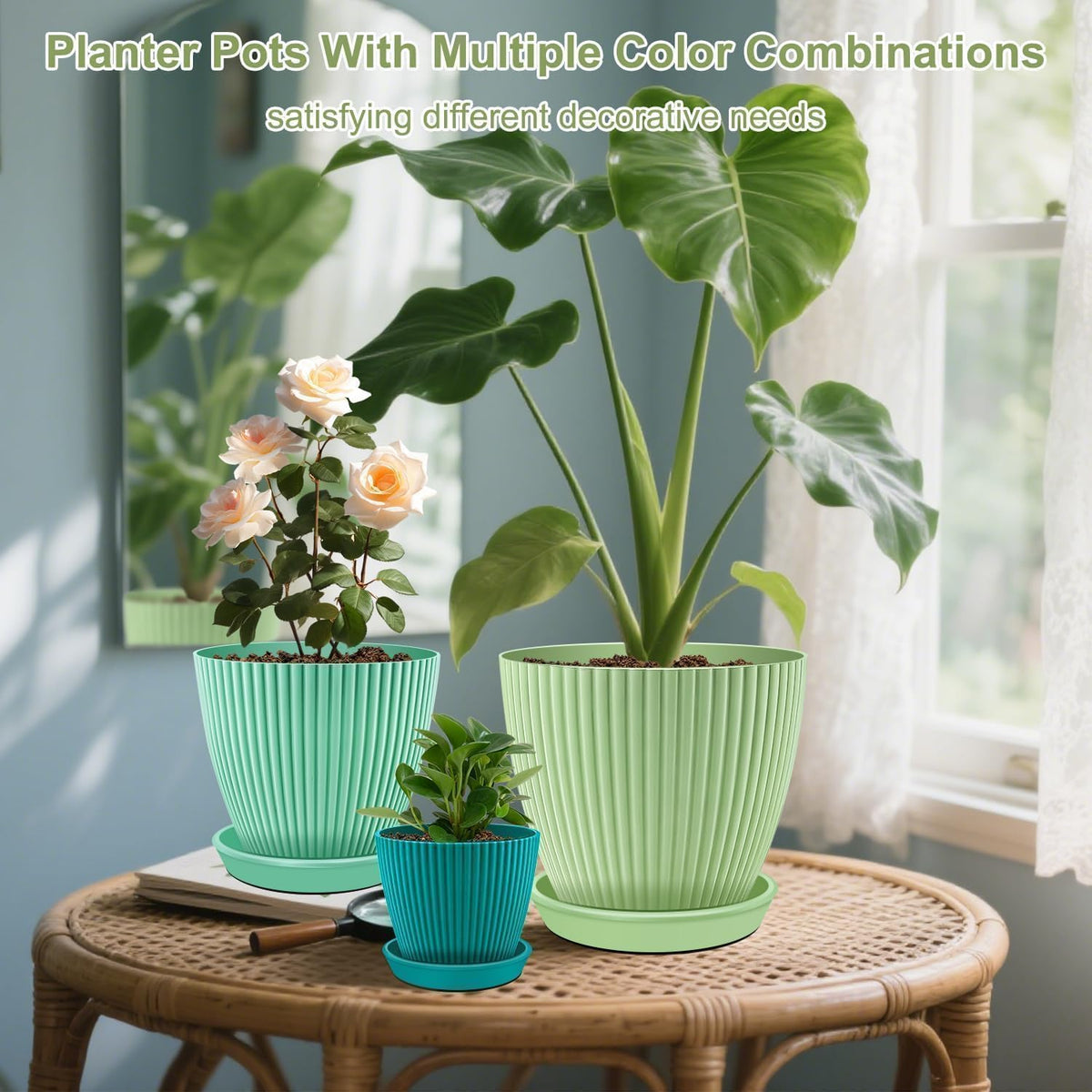 SupKing light-yellow 4-inch pot with drainage tray for delicate succulents and herbs