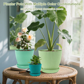SupKing light-yellow 4-inch pot with drainage tray for delicate succulents and herbs