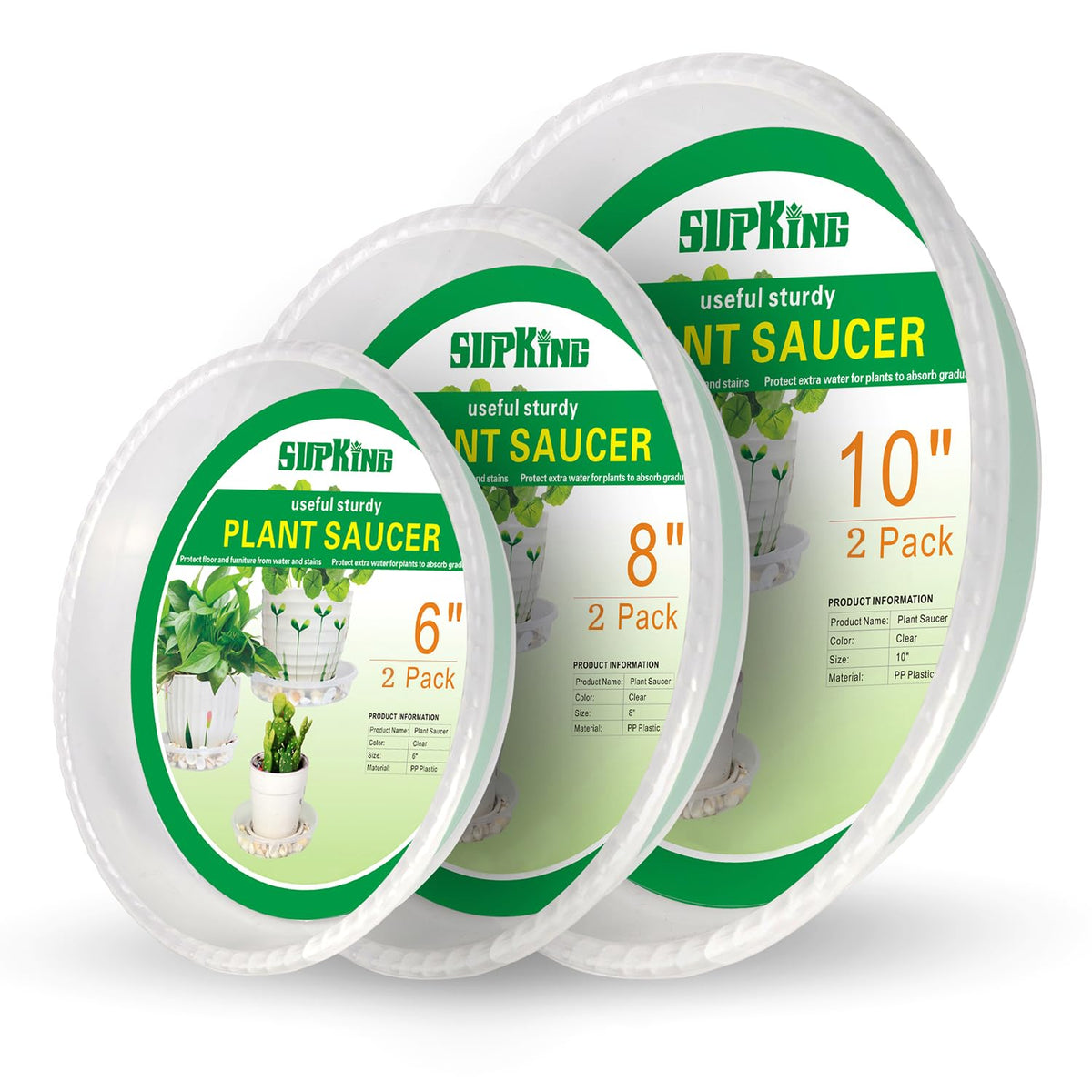 SupKing 6inch ridged plant saucer improves airflow and moisture monitoring.