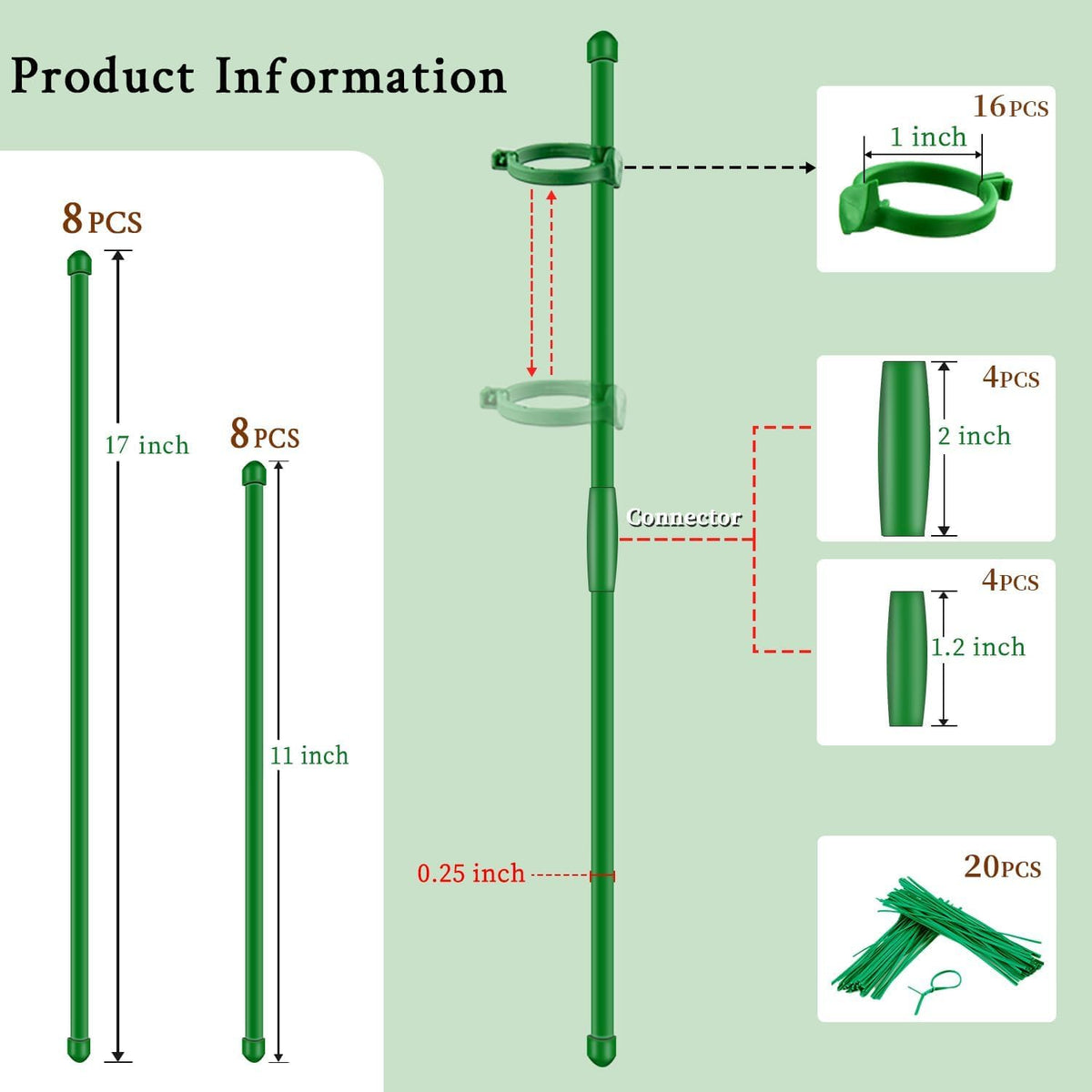SupKing plant stake 11inch ideal for compact indoor planting.