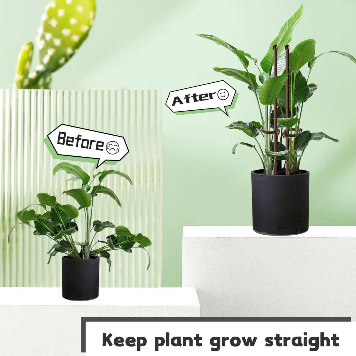 SupKing brown stakes blend with pots and garden scenery for a natural look.
