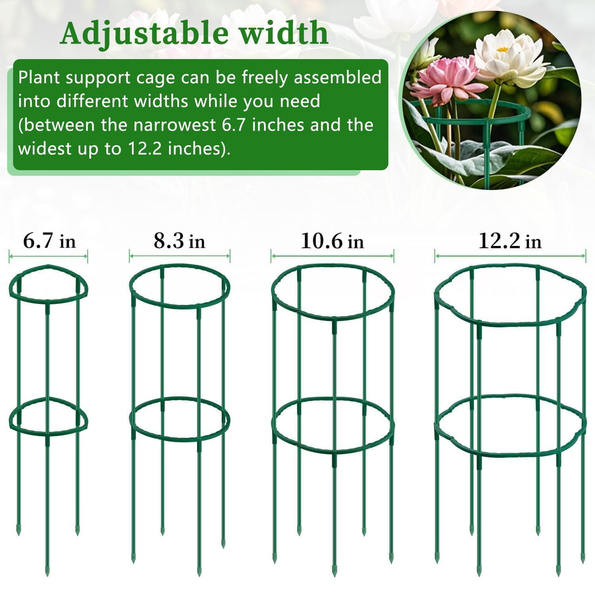 SupKing plastic potted support rings provide weather-resistant garden stability.