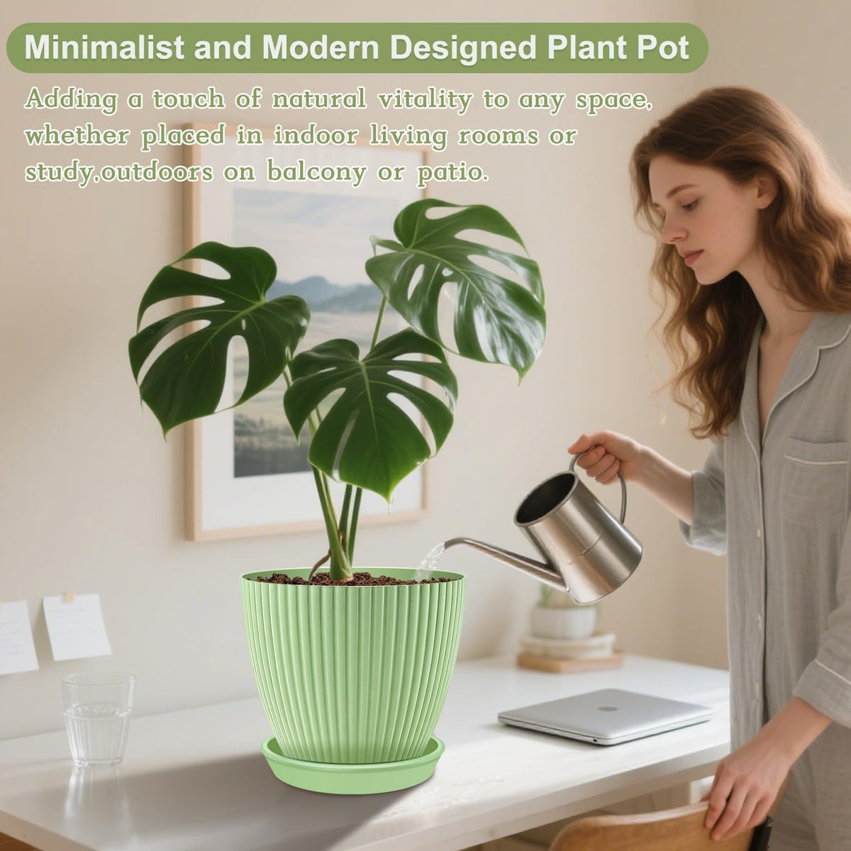 SupKing set of six color pots with matching trays for versatile indoor gardens