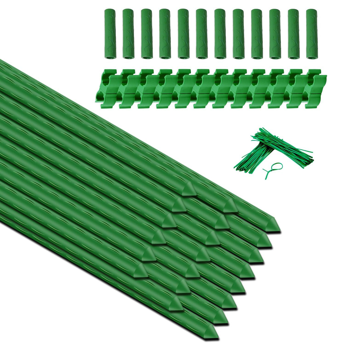 SupKing sturdy garden stakes 18-inch metal poles support tall plants outdoors