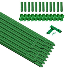 SupKing sturdy garden stakes 18-inch metal poles support tall plants outdoors