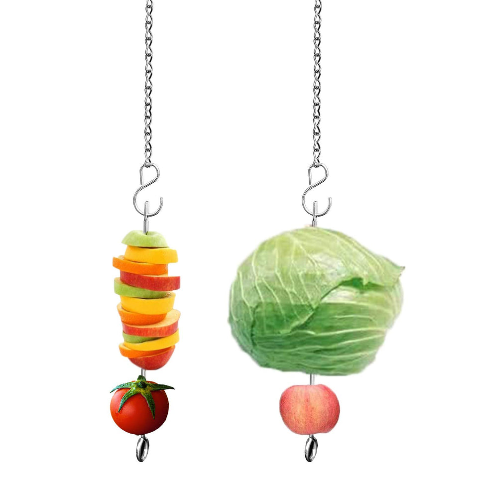 Suplklz chicken veggie skewer hanging feeder with metal fork for easy treats