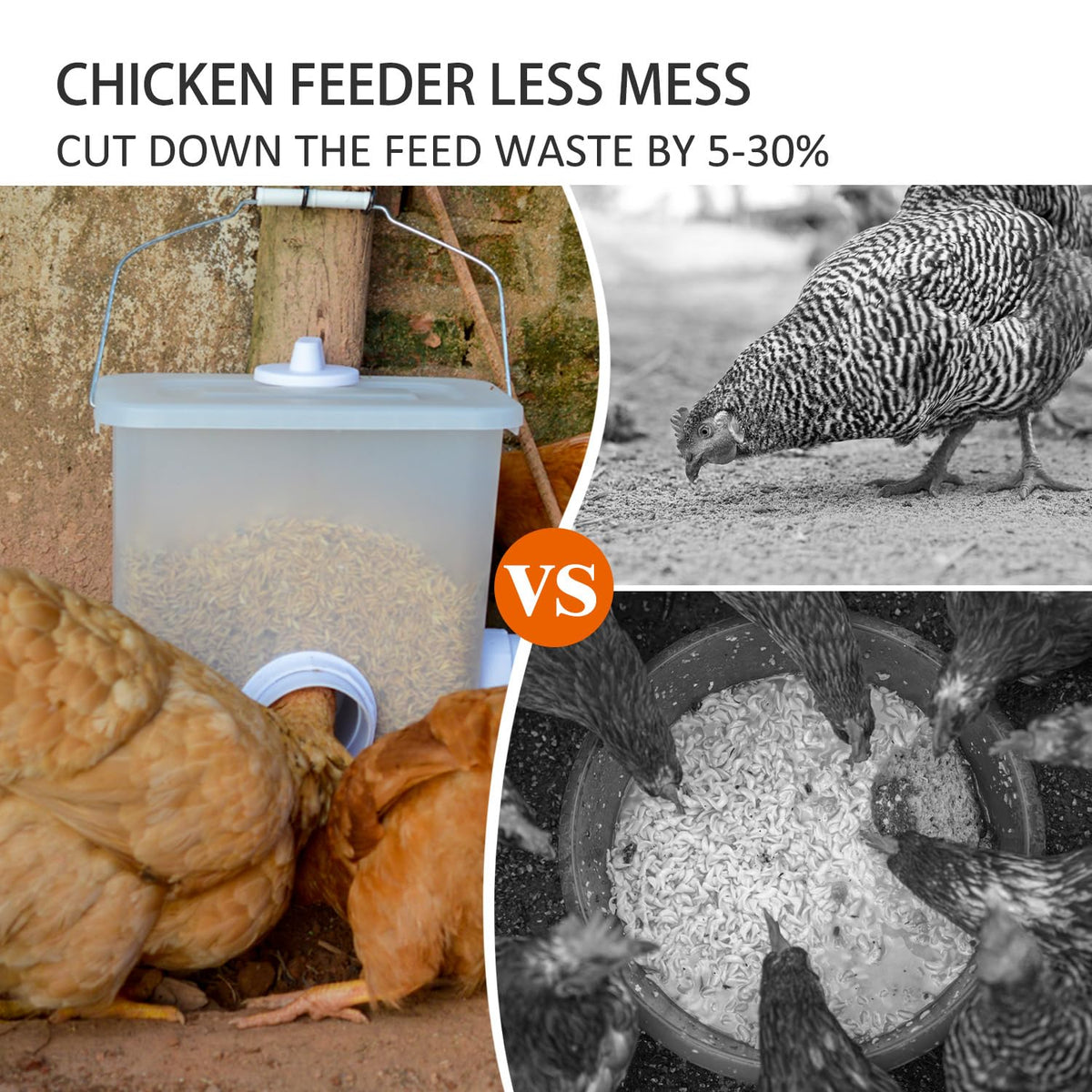 Suplklz gravity feeder with stopper lid keeps feed dry between refills.