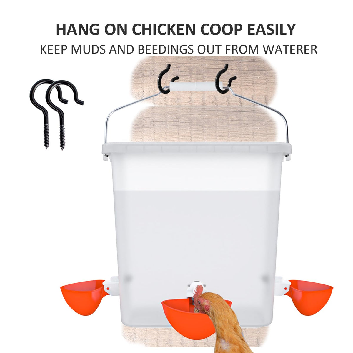 Suplklz semi-translucent bucket lets you monitor remaining feed and water easily.