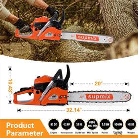 SUPMIXTOOLS gas chainsaw ergonomic handle enables comfortable extended cutting sessions.