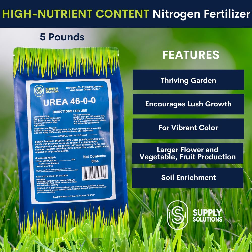 Supply Solutions Urea 46-0-0 for deep-green-color enhances leaf vitality.