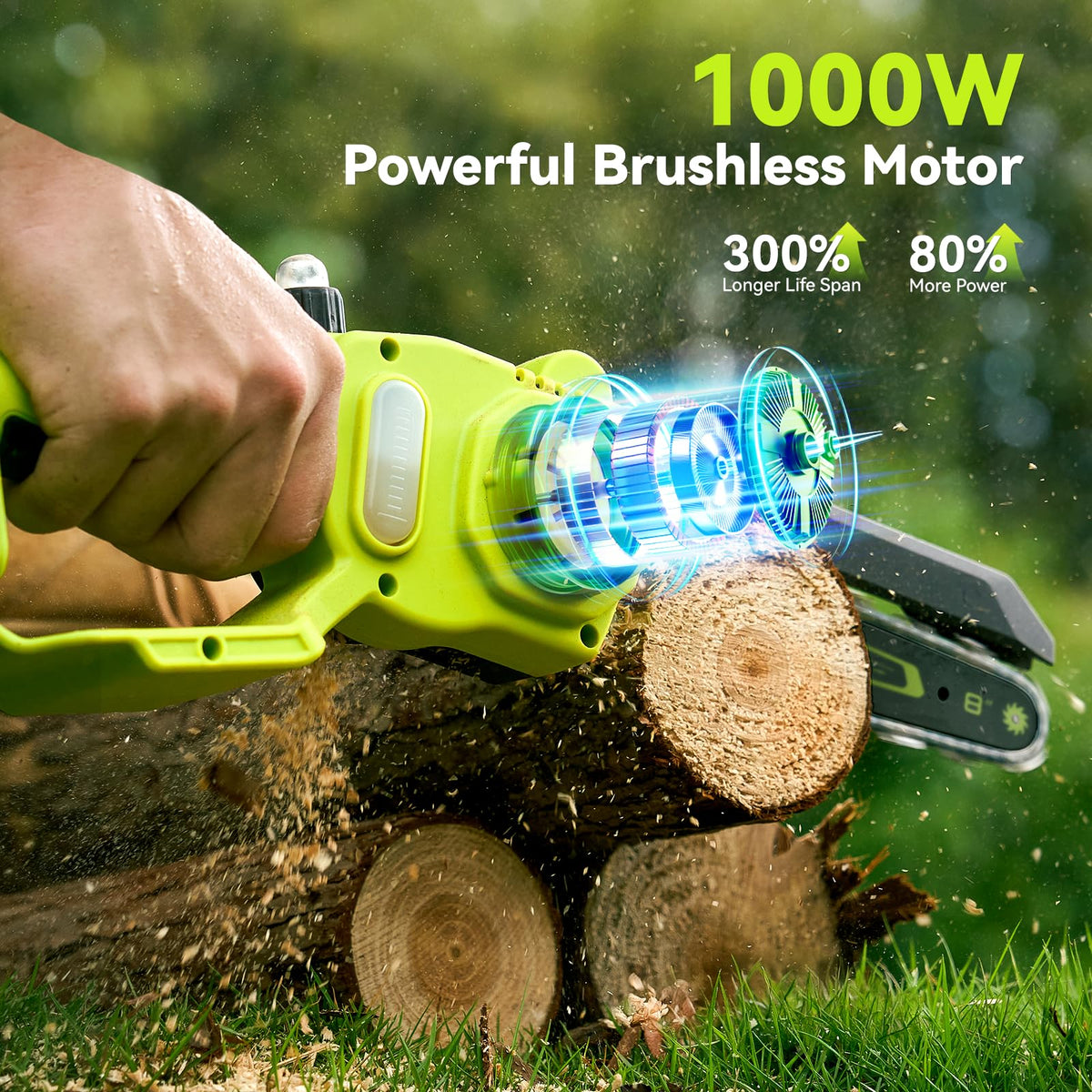 Supstable 1000W brushless motor enabling smooth wood cutting