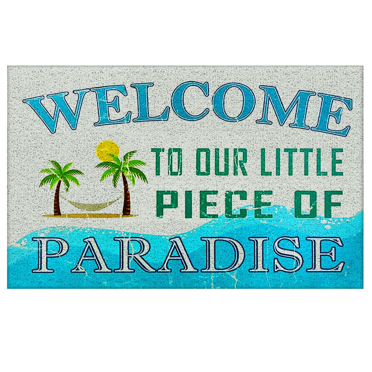 Supwhd Beach Door Mat on sunny front porch, trapping dirt and moisture.