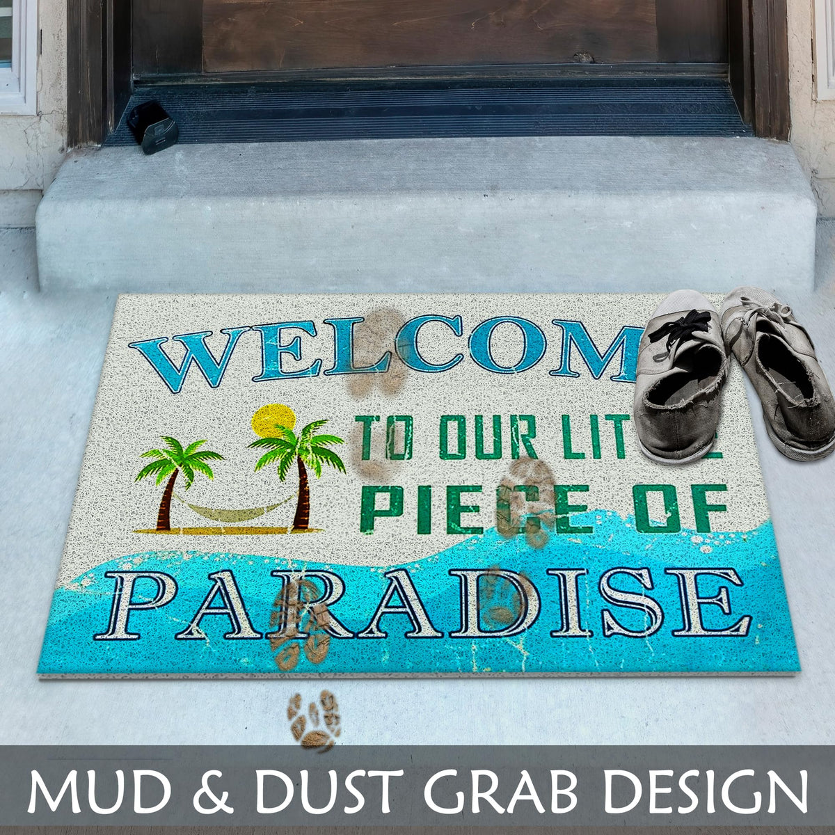 Supwhd Beach Door Mat placed indoors and outdoors for a clean welcome.