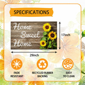 SuQKXCo Sunflower Welcome Doormat absorbent fabric for cleaner entryways.