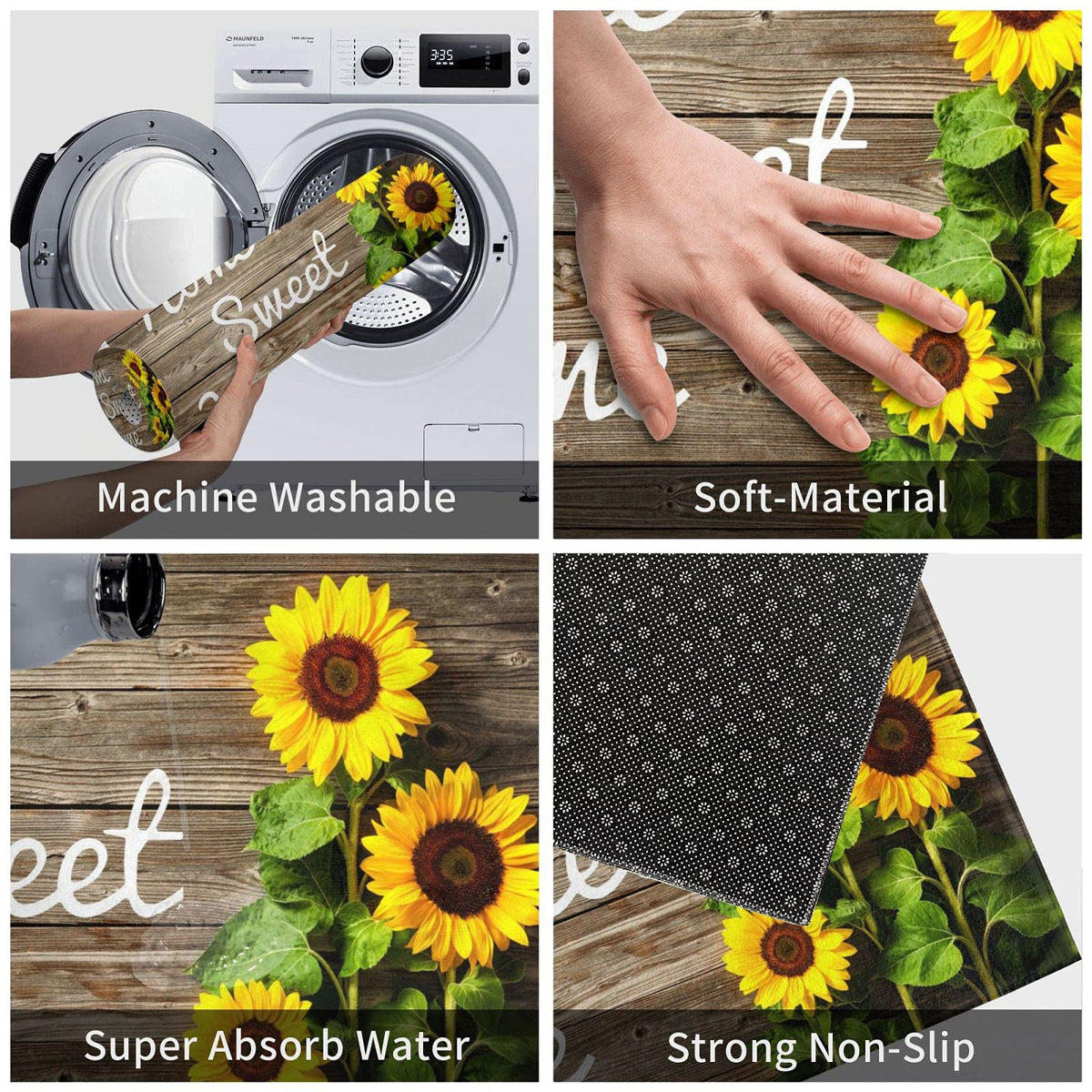 SuQKXCo Sunflower Welcome Doormat adds seasonal charm to entry.