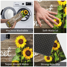 SuQKXCo Sunflower Welcome Doormat adds seasonal charm to entry.
